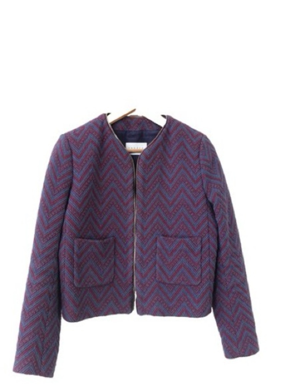 Sandro Chevron Knit Blazer with zip accent - Purple Multi